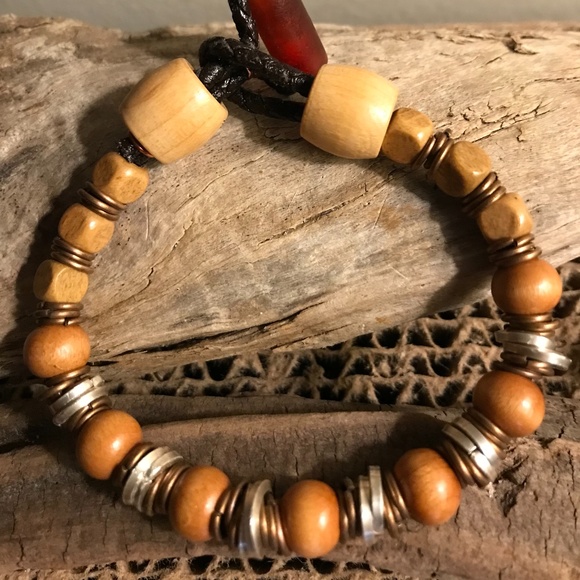 8 in.Unisex Bracelet Sterling Silver, Bronze,Wood, and Elk Horn Handmade - Picture 5 of 7